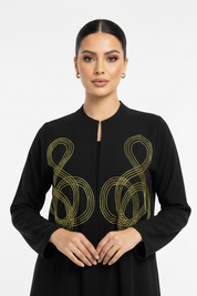 C 2308 Black Embroidered Abaya