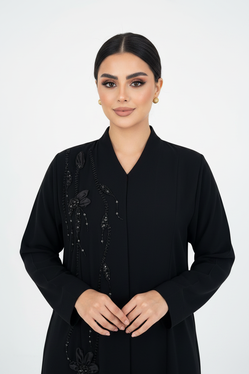 C 2309 Black Beaded Abaya