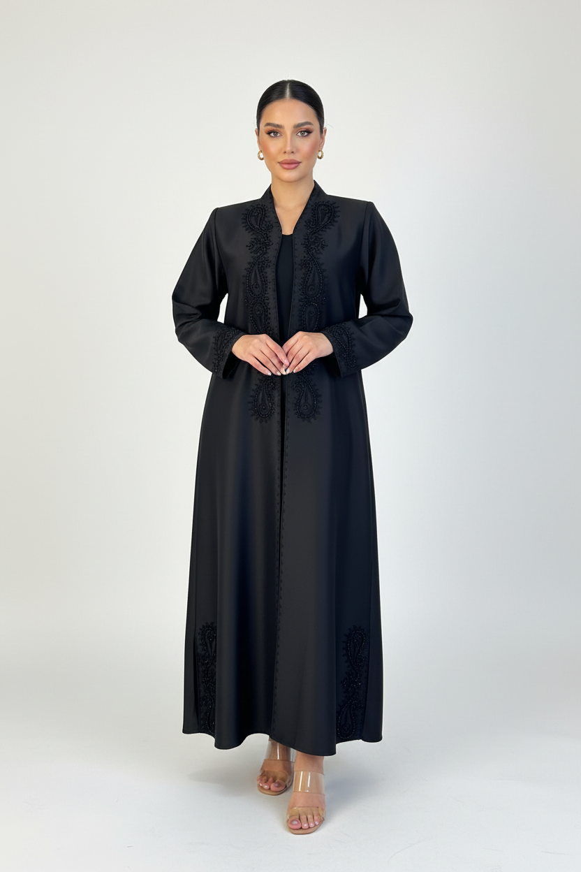 C 2310 Black Beaded Abaya