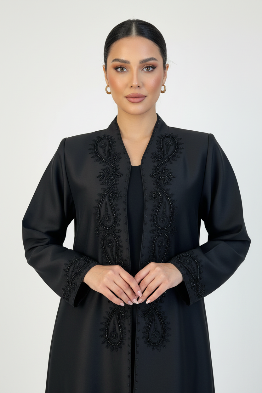 C 2310 Black Beaded Abaya