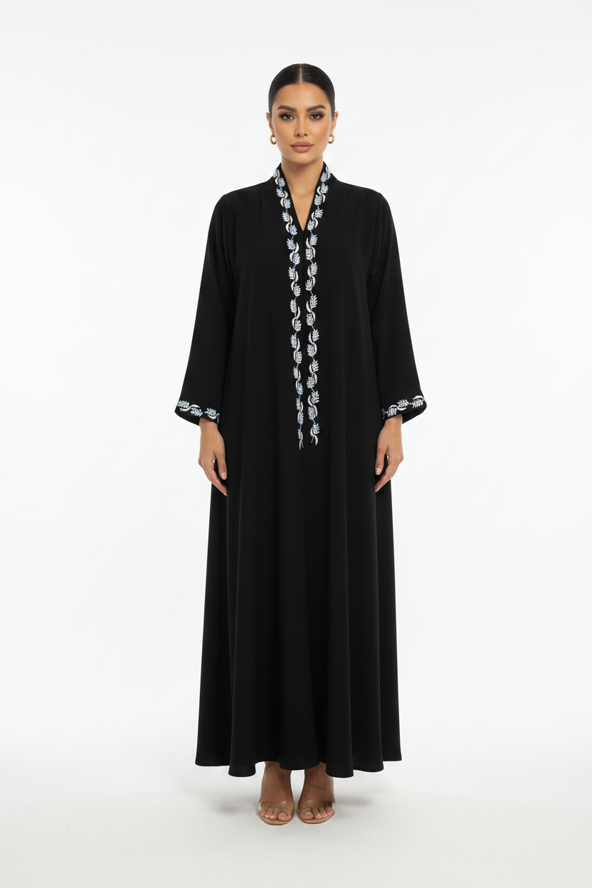 C 2311 Black Embroidered Abaya