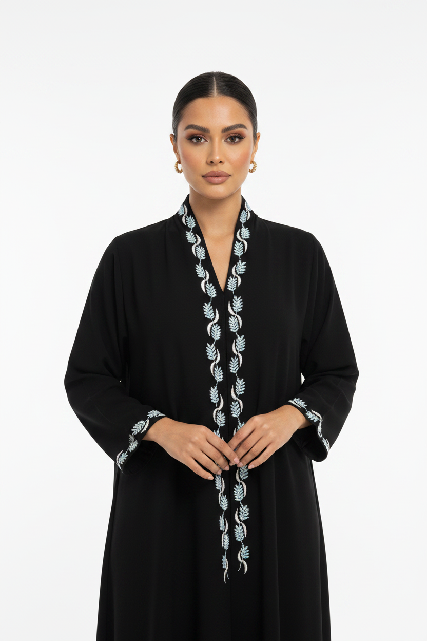 C 2311 Black Embroidered Abaya