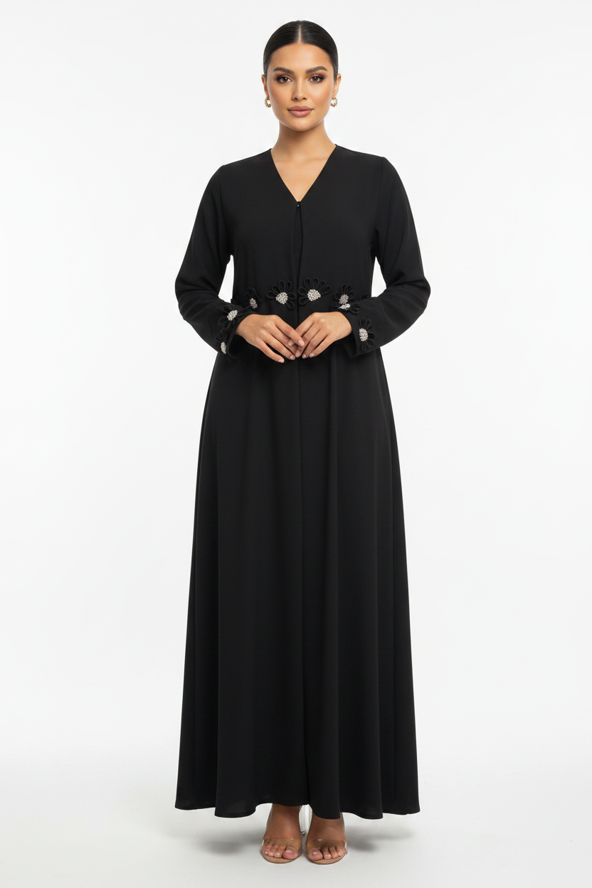 C 2313 Black Beaded Abaya