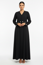 C 2313 Black Beaded Abaya