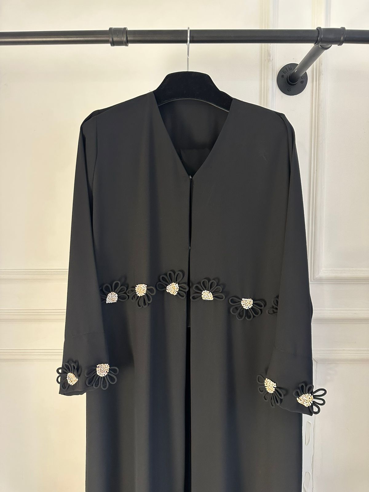 C 2313 Black Beaded Abaya