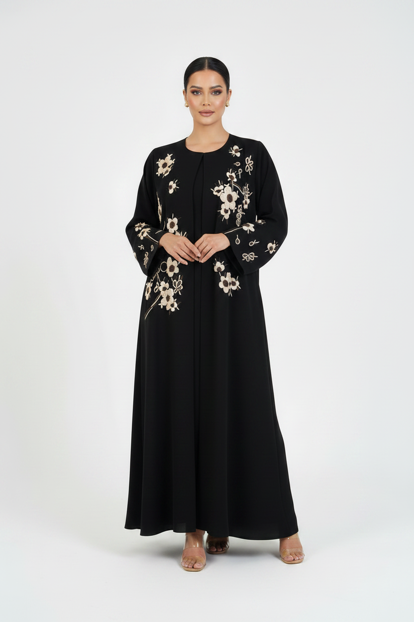 C 2314 Black Embroidered Abaya