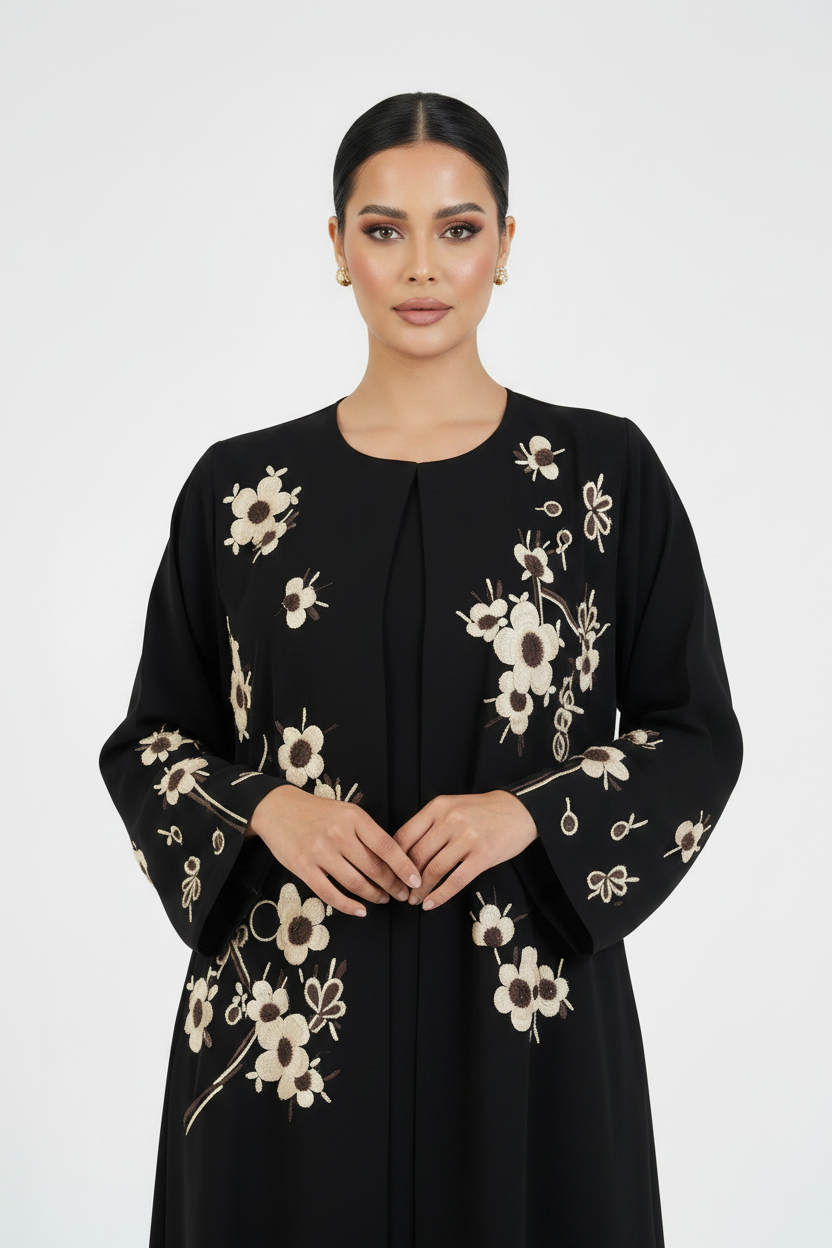 C 2314 Black Embroidered Abaya