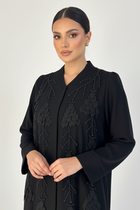 C 2316 Black Beaded Abaya - XS / 50