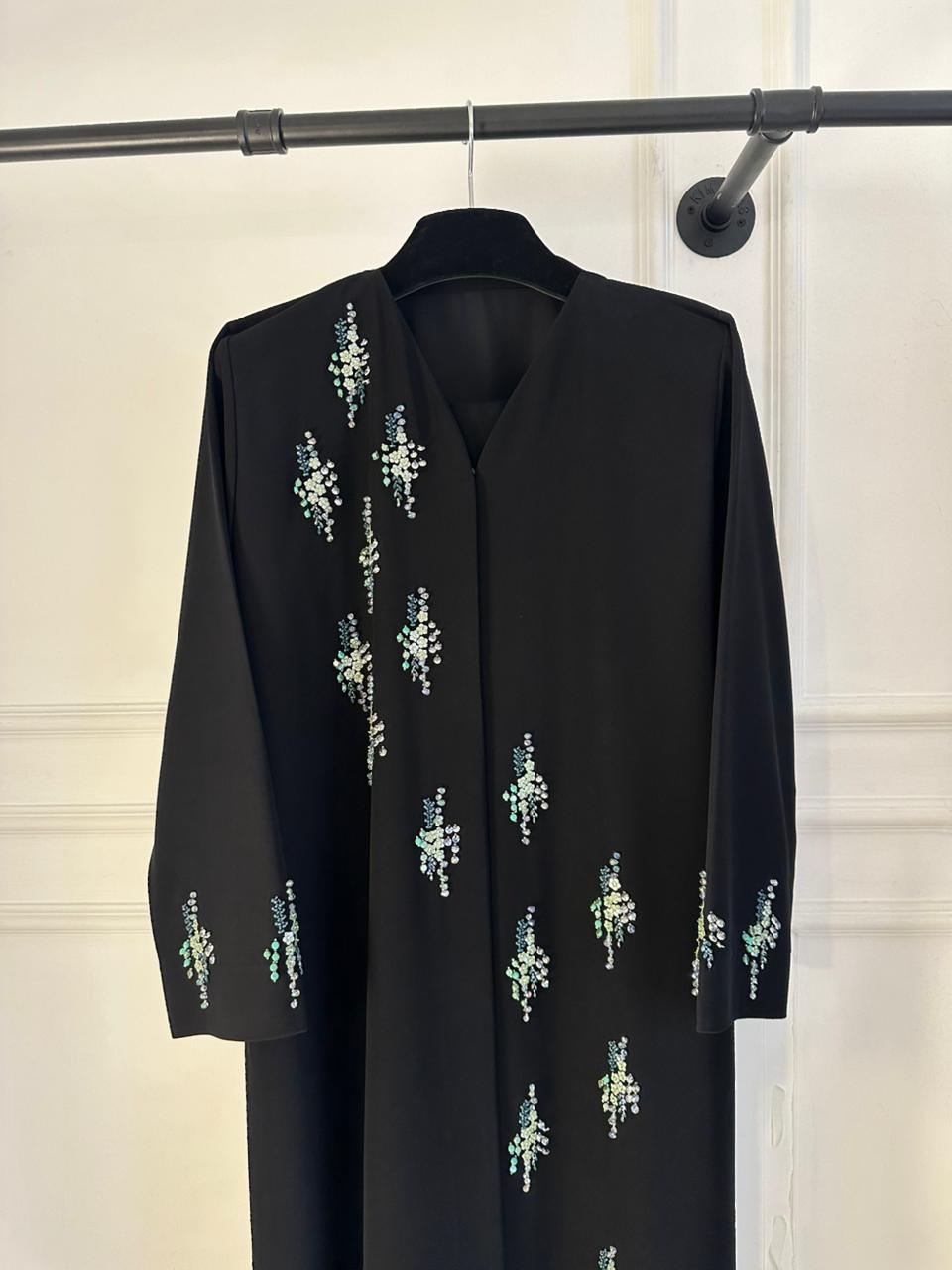 C 2317 Black Beaded Abaya