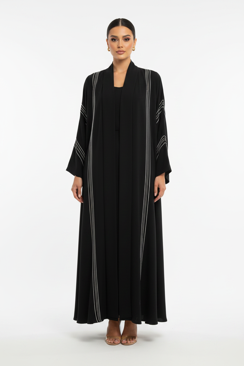 C 2318 Black Striped Abaya