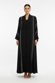 C 2318 Black Striped Abaya