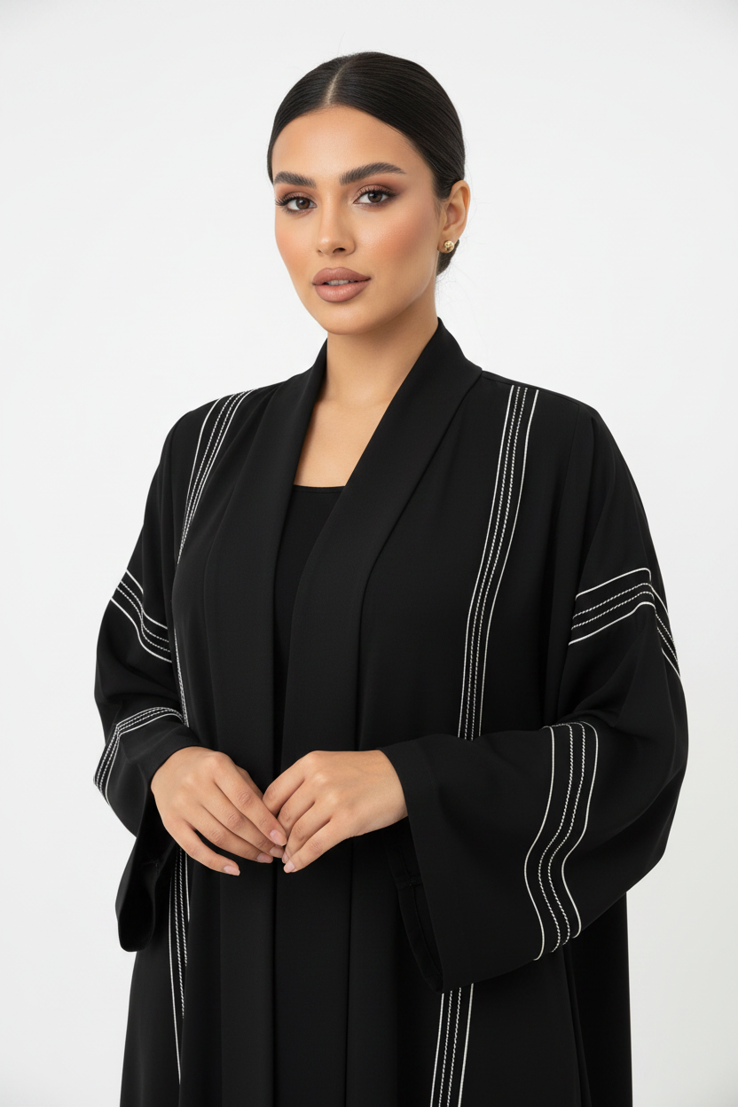 C 2318 Black Striped Abaya