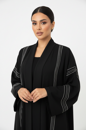 C 2318 Black Striped Abaya