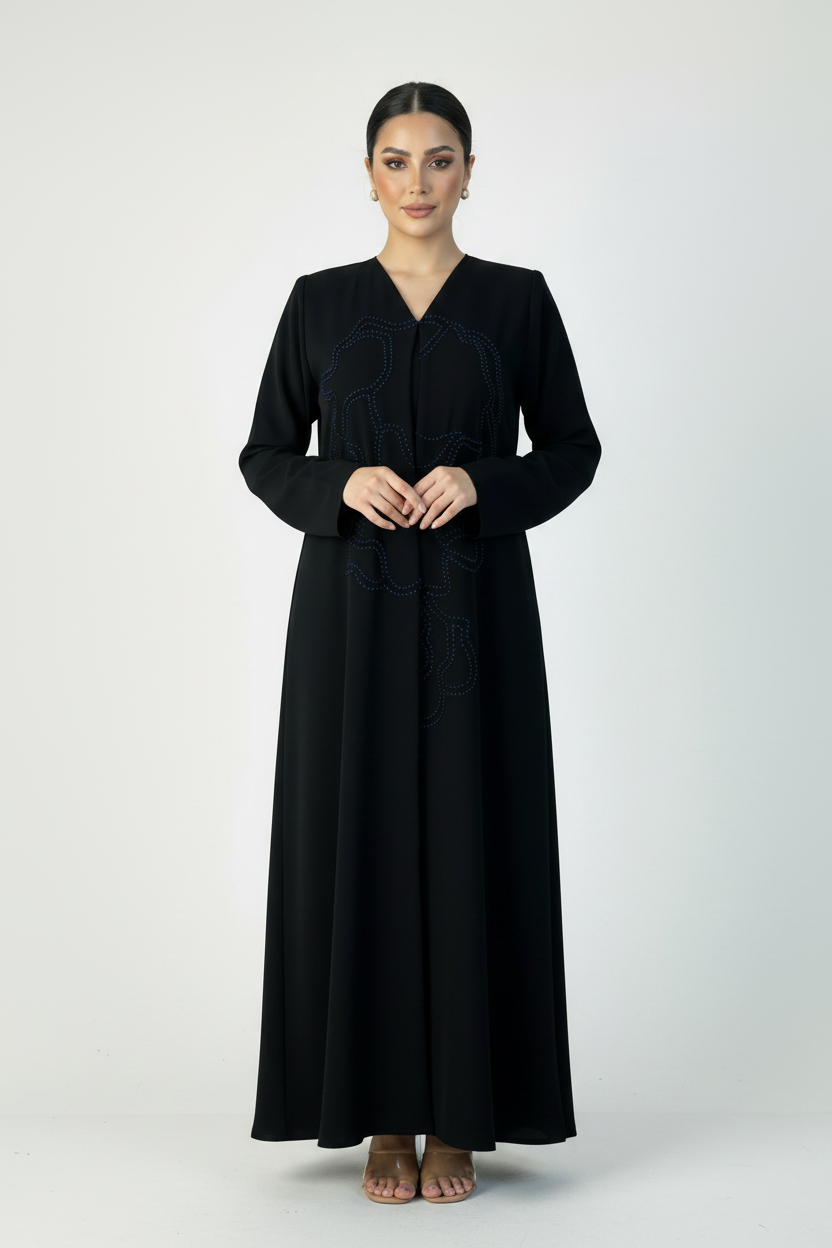C 2319 Black Embroidered Abaya