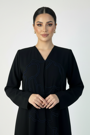 C 2319 Black Embroidered Abaya