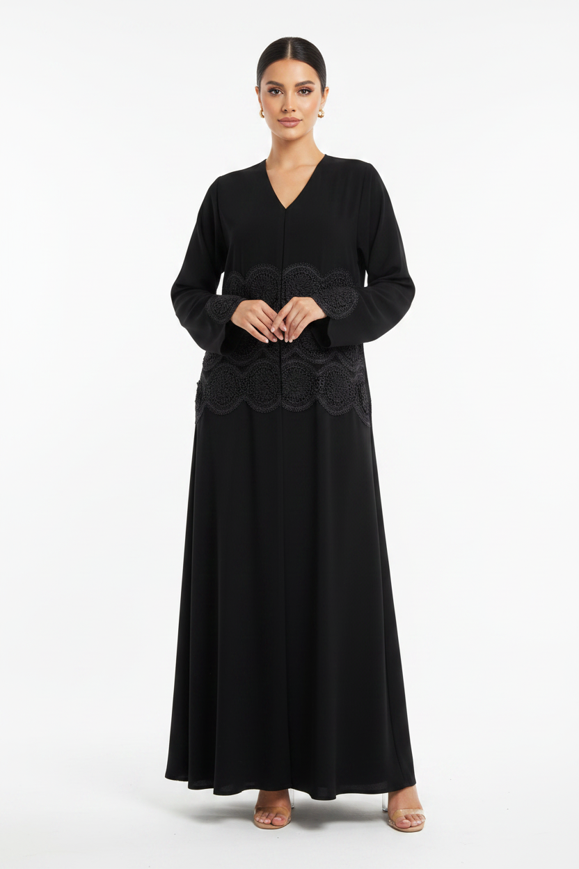 C 2320 Black Lace Abaya