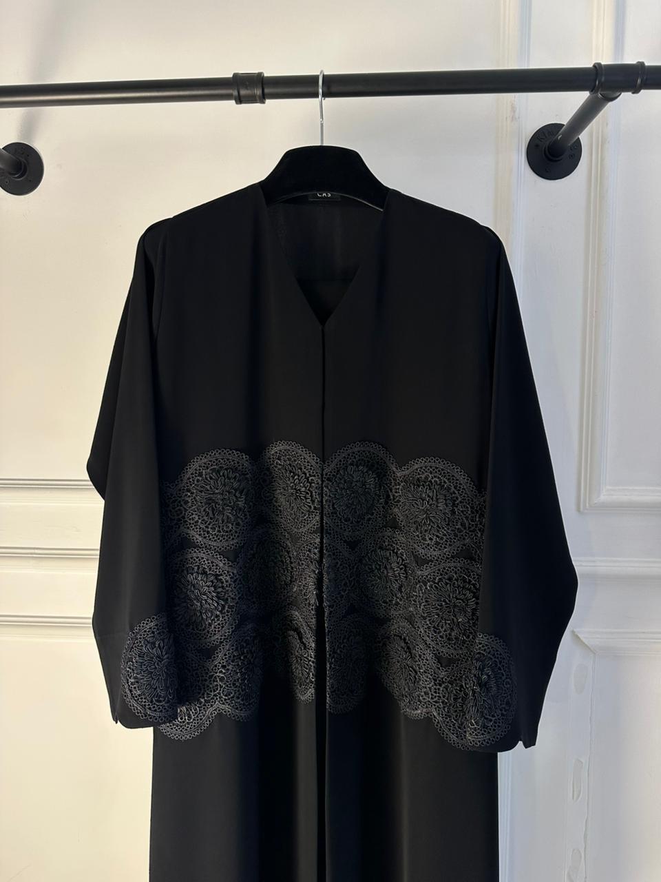 C 2320 Black Lace Abaya
