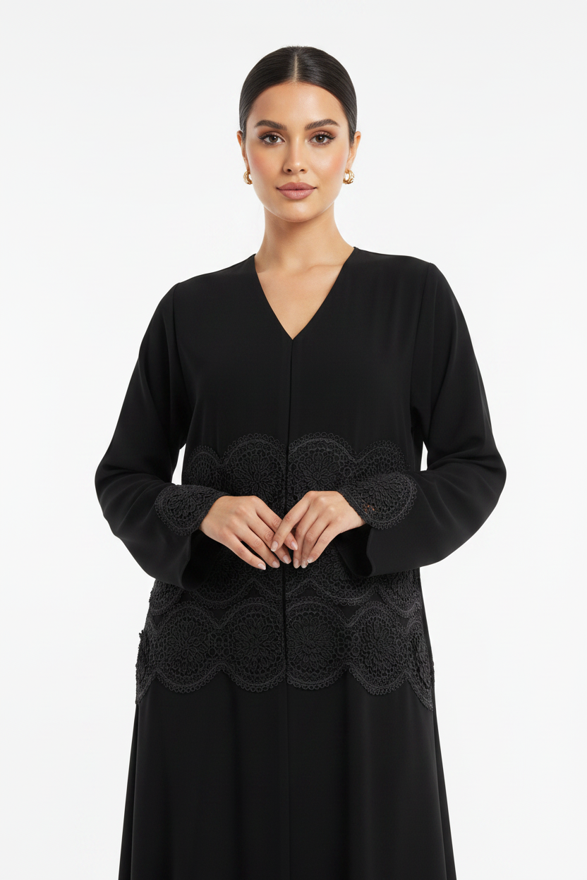 C 2320 Black Lace Abaya