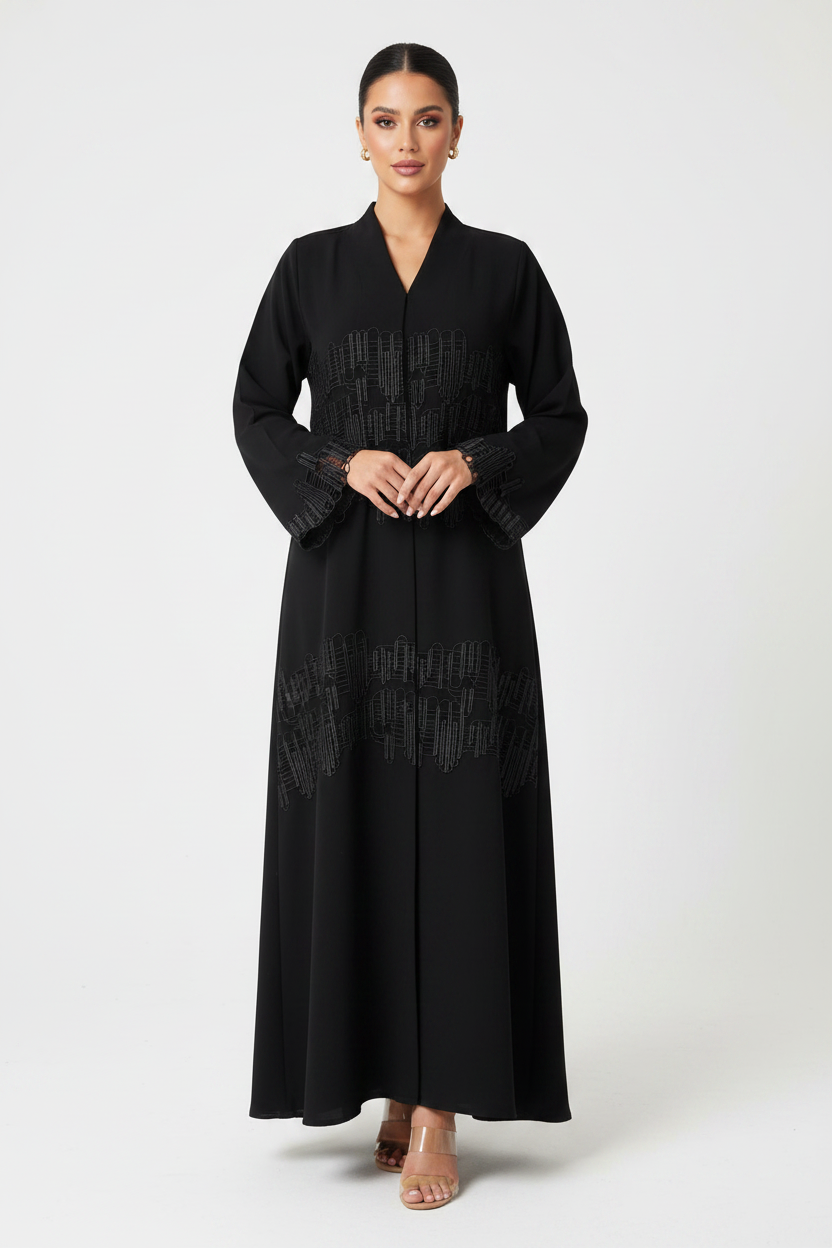 C 2321 Black Lace Abaya
