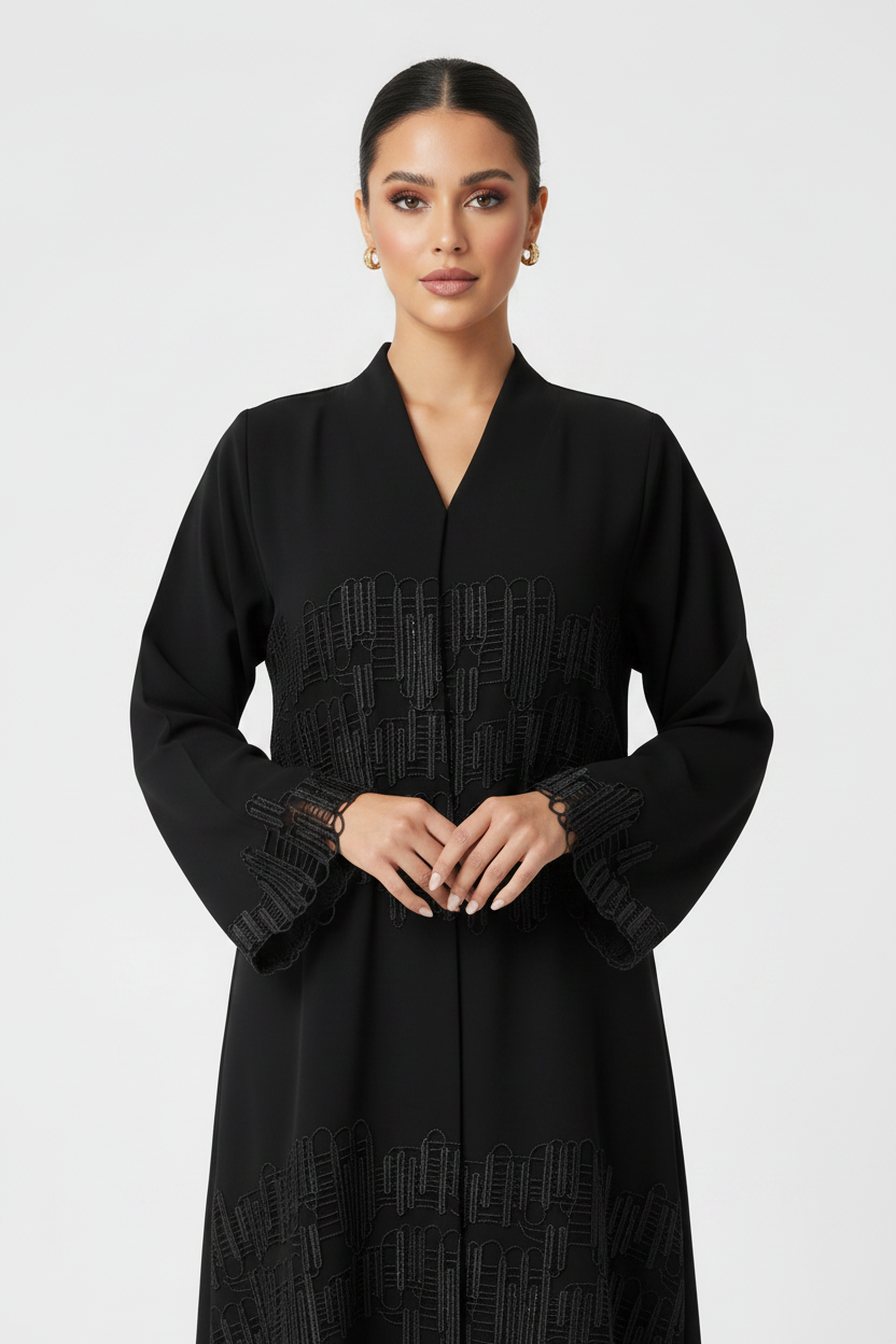 C 2321 Black Lace Abaya