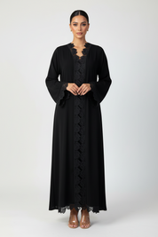 C 2322 Black Hearts Lace Abaya
