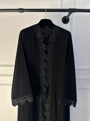 C 2322 Black Hearts Lace Abaya