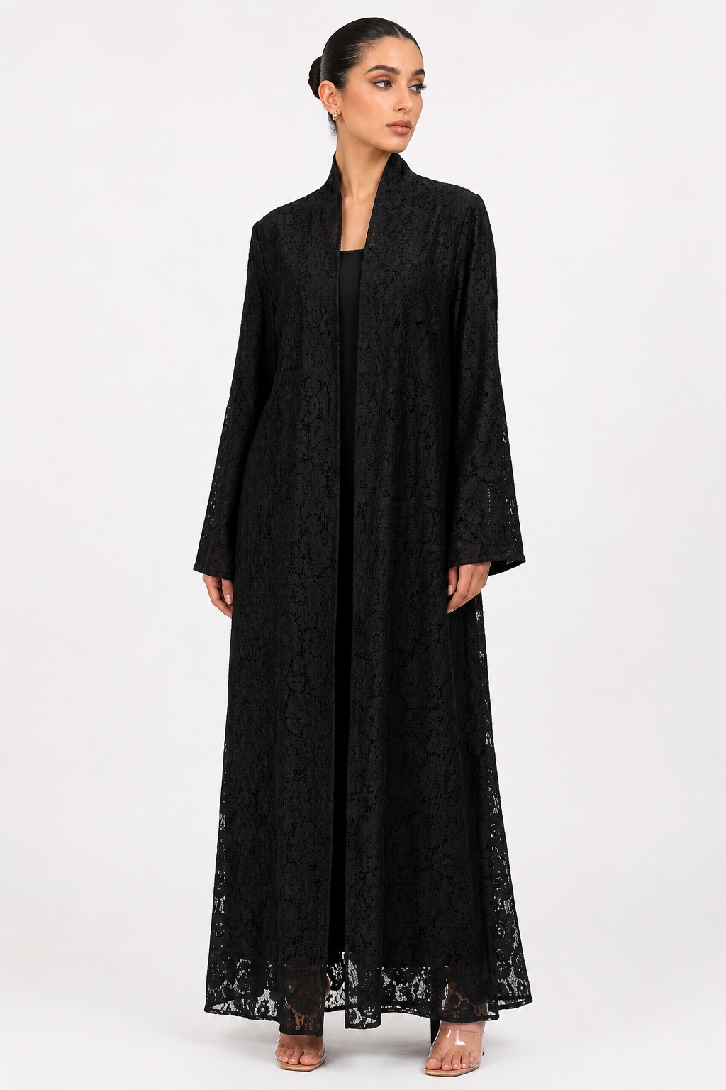 C 2323 Black Dantel Abaya