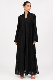 C 2323 Black Dantel Abaya