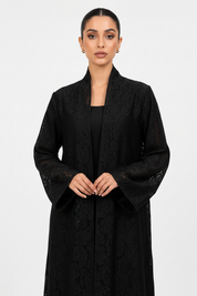 C 2323 Black Dantel Abaya
