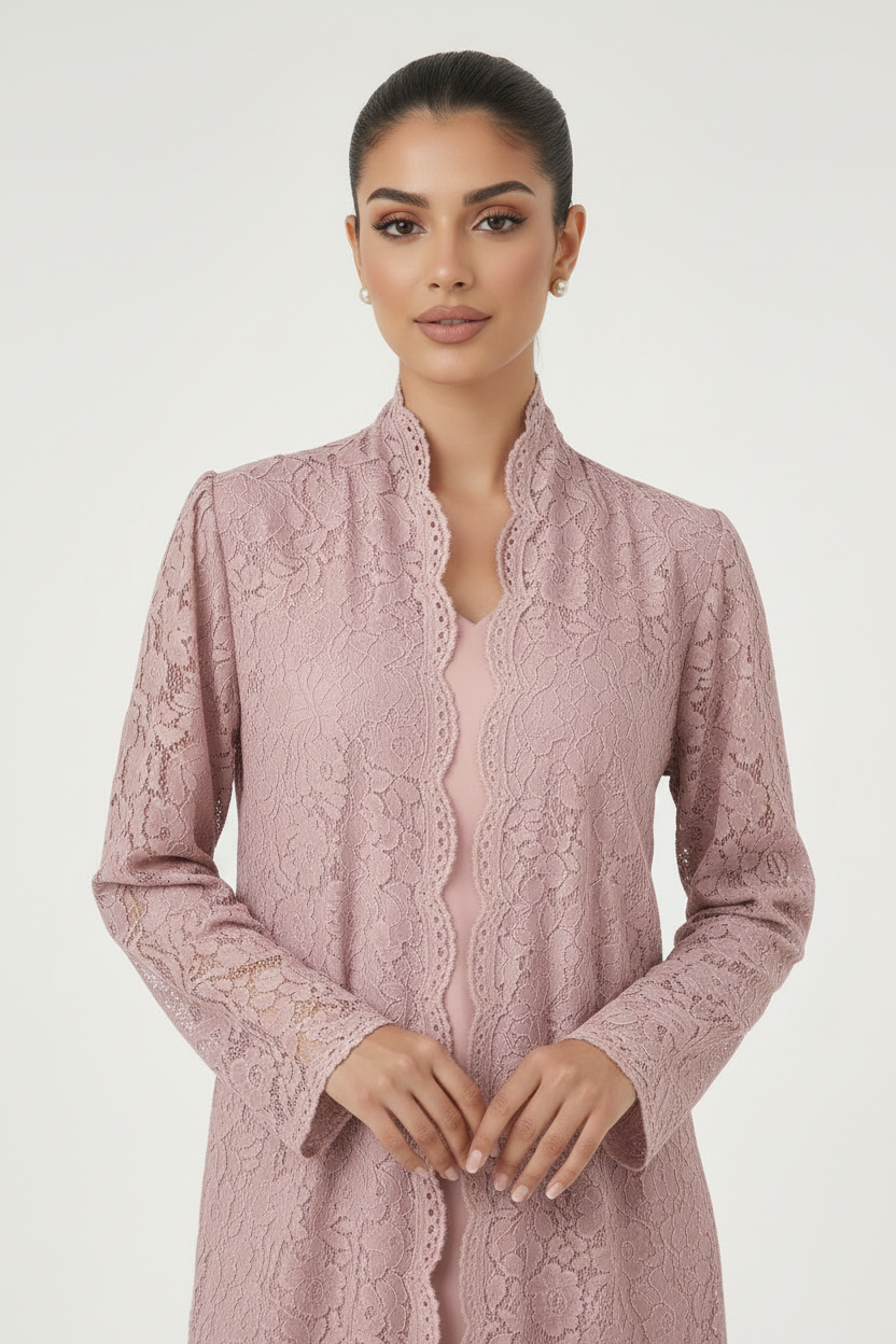 C 2324-01 Rosewood Pink Dantel Abaya