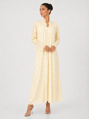 C 2324-04 Butter Yellow Dantel Abaya