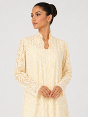 C 2324-04 Butter Yellow Dantel Abaya