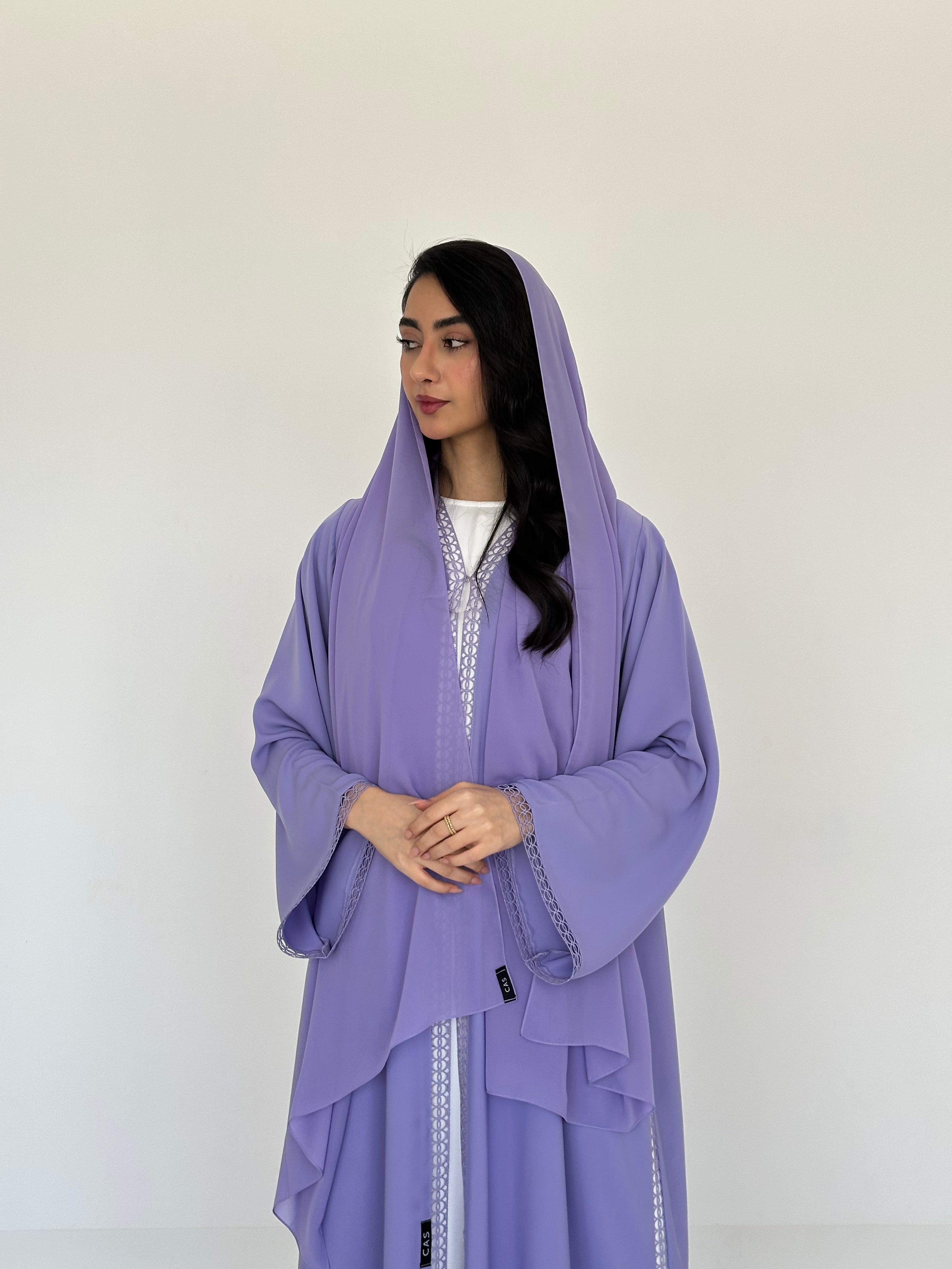 C 2325 Lavender Lace Abaya
