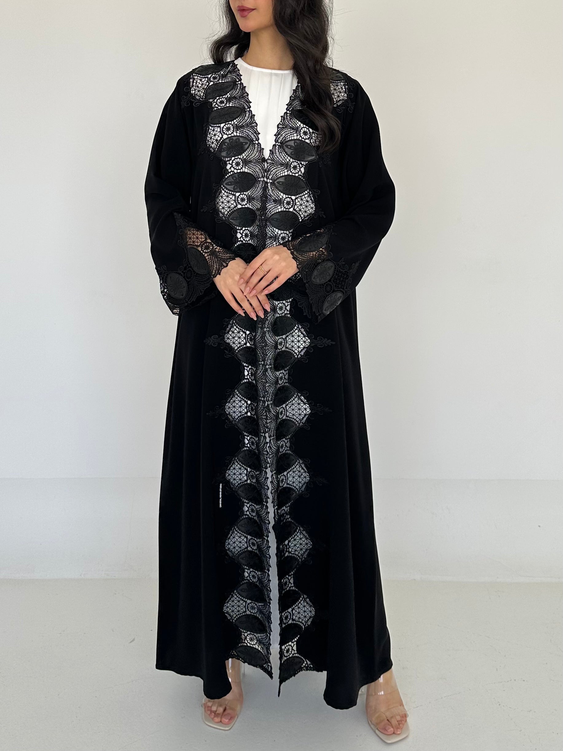 C 2326 Black Lace Abaya