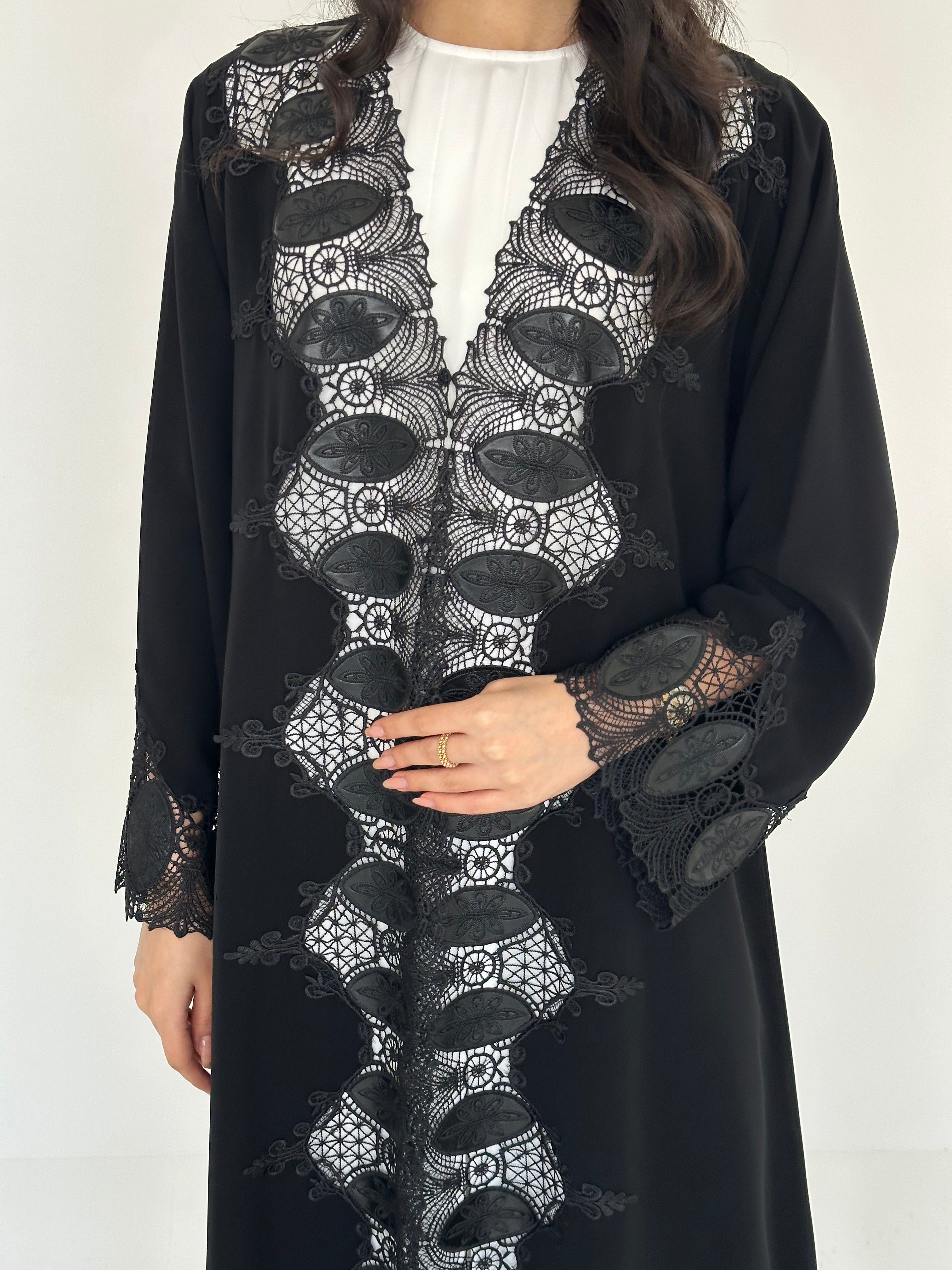 C 2326 Black Lace Abaya