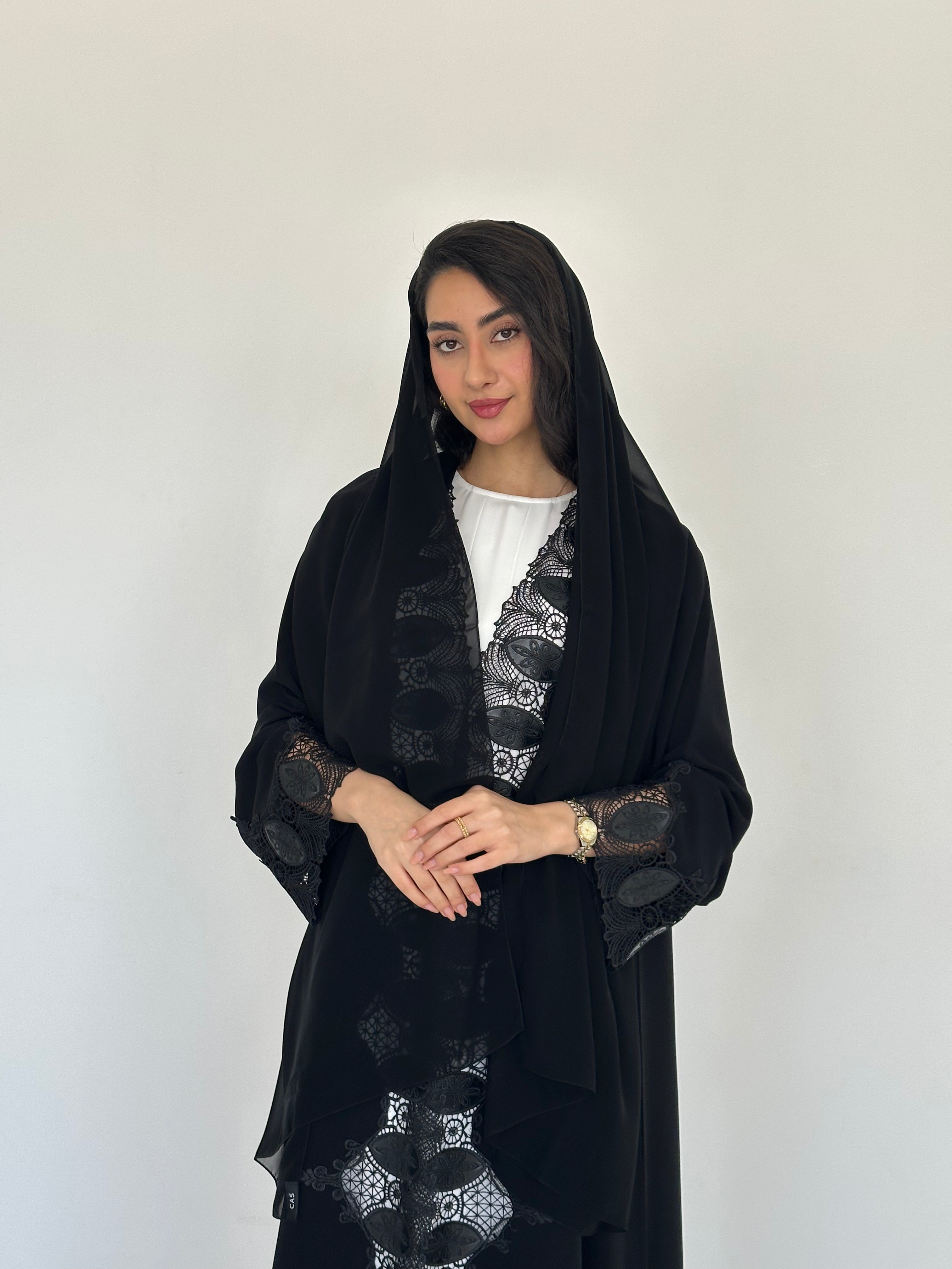 C 2326 Black Lace Abaya
