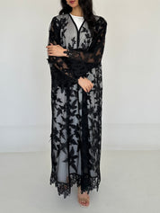 C 2327 Black Dantel Abaya