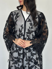 C 2327 Black Dantel Abaya