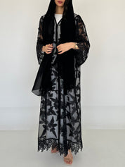 C 2327 Black Dantel Abaya