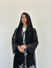 C 2327 Black Dantel Abaya