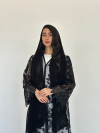 C 2327 Black Dantel Abaya - XS / 50