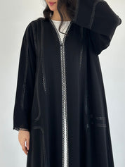 C 2328 Black Sequins Lace Abaya