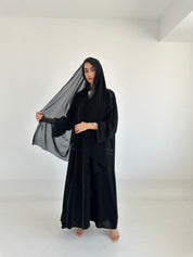 C 2328 Black Sequins Lace Abaya