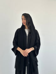 C 2328 Black Sequins Lace Abaya