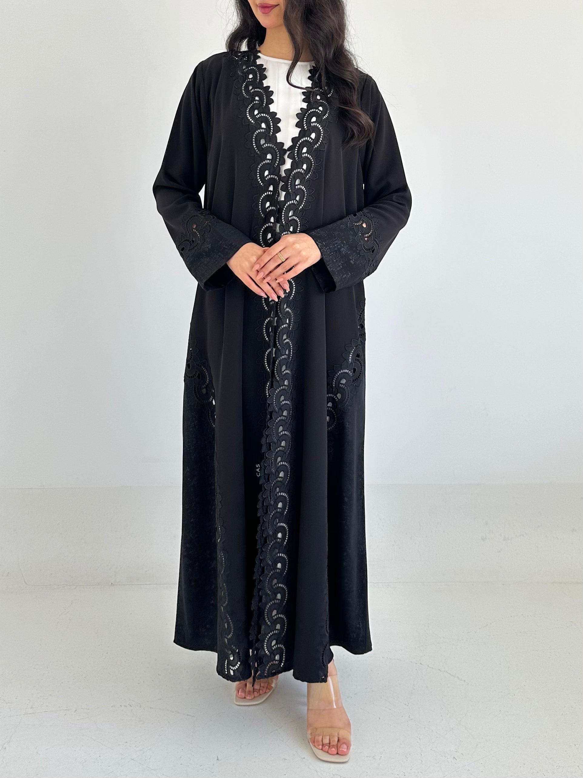 C 2329 Black Lace Abaya