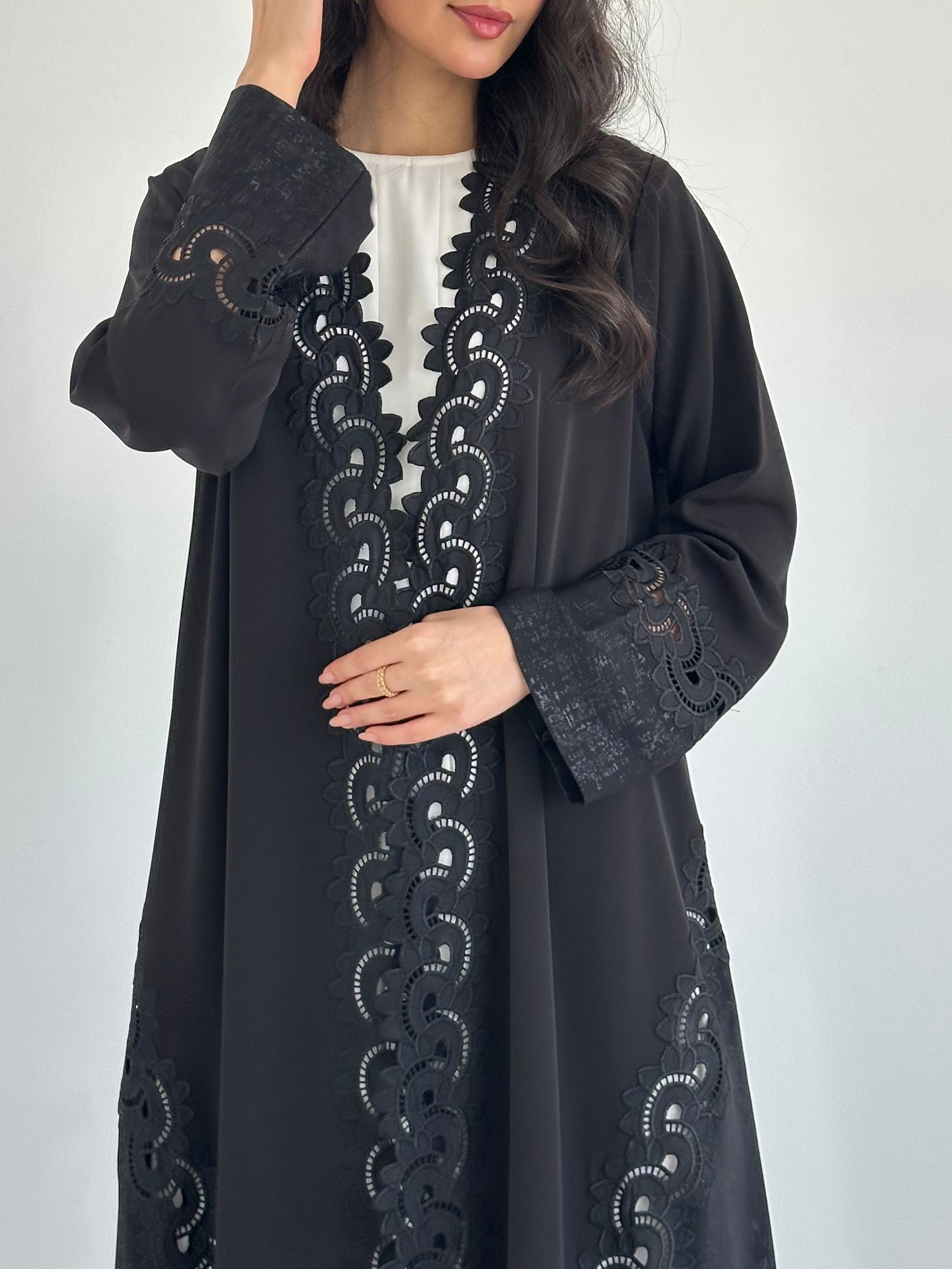 C 2329 Black Lace Abaya
