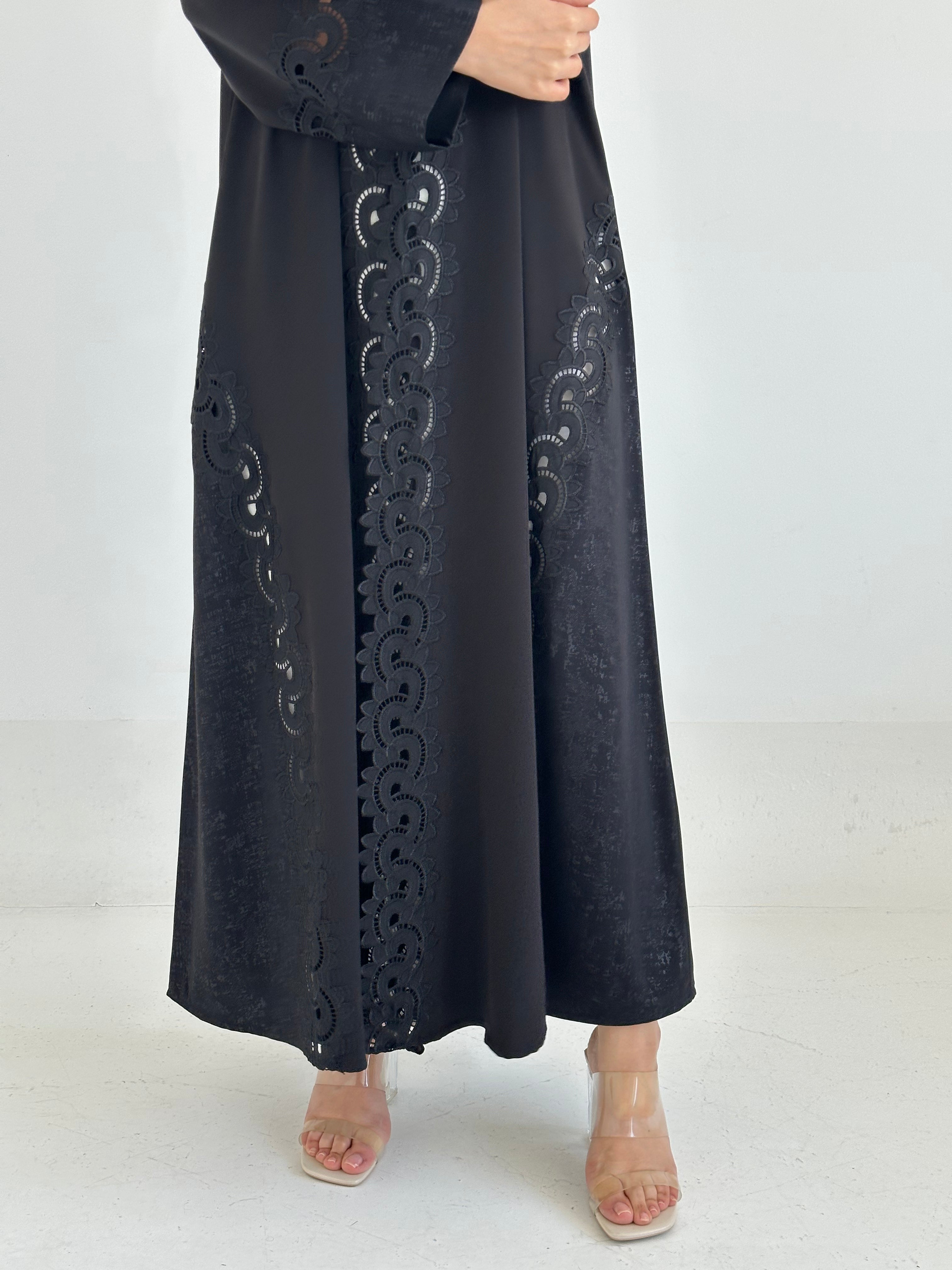 C 2329 Black Lace Abaya