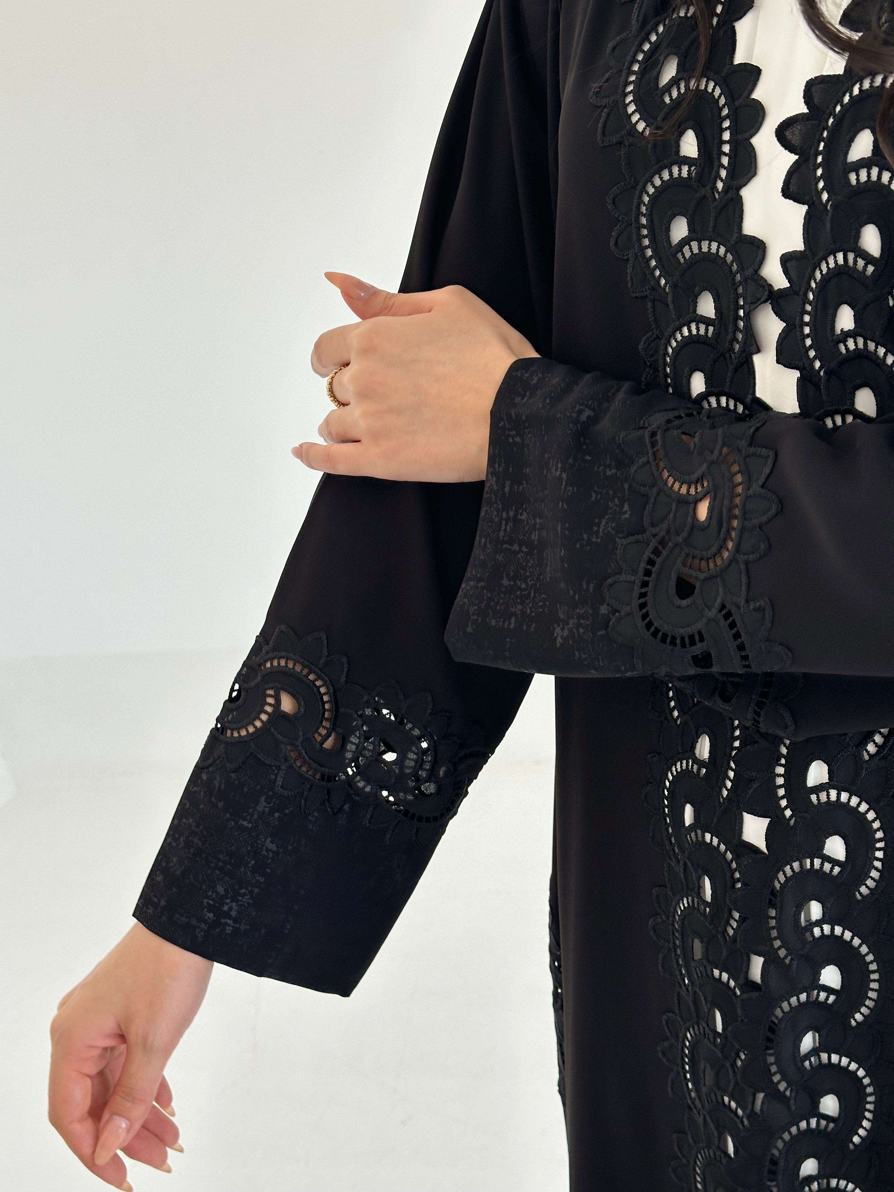 C 2329 Black Lace Abaya