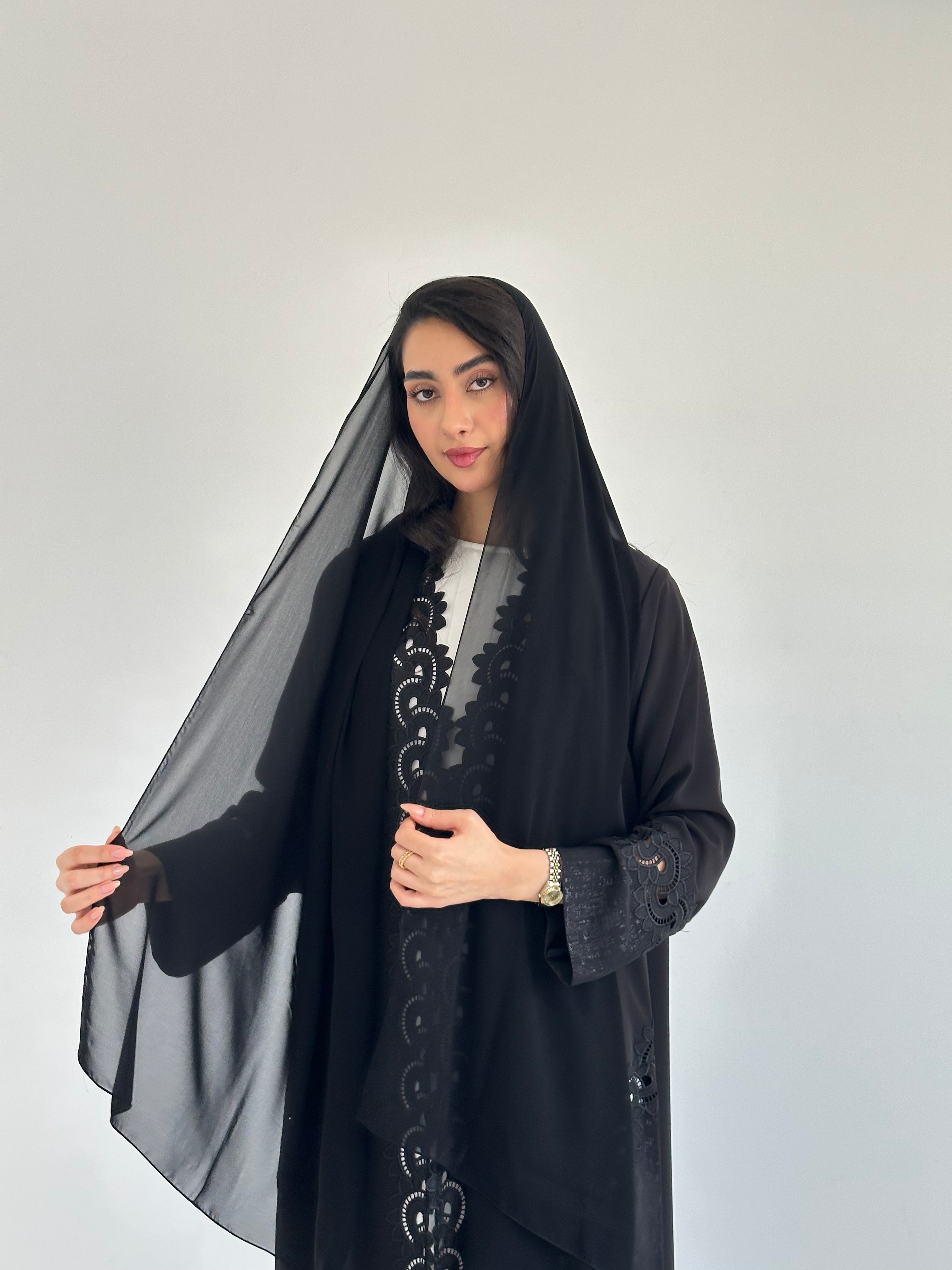 C 2329 Black Lace Abaya