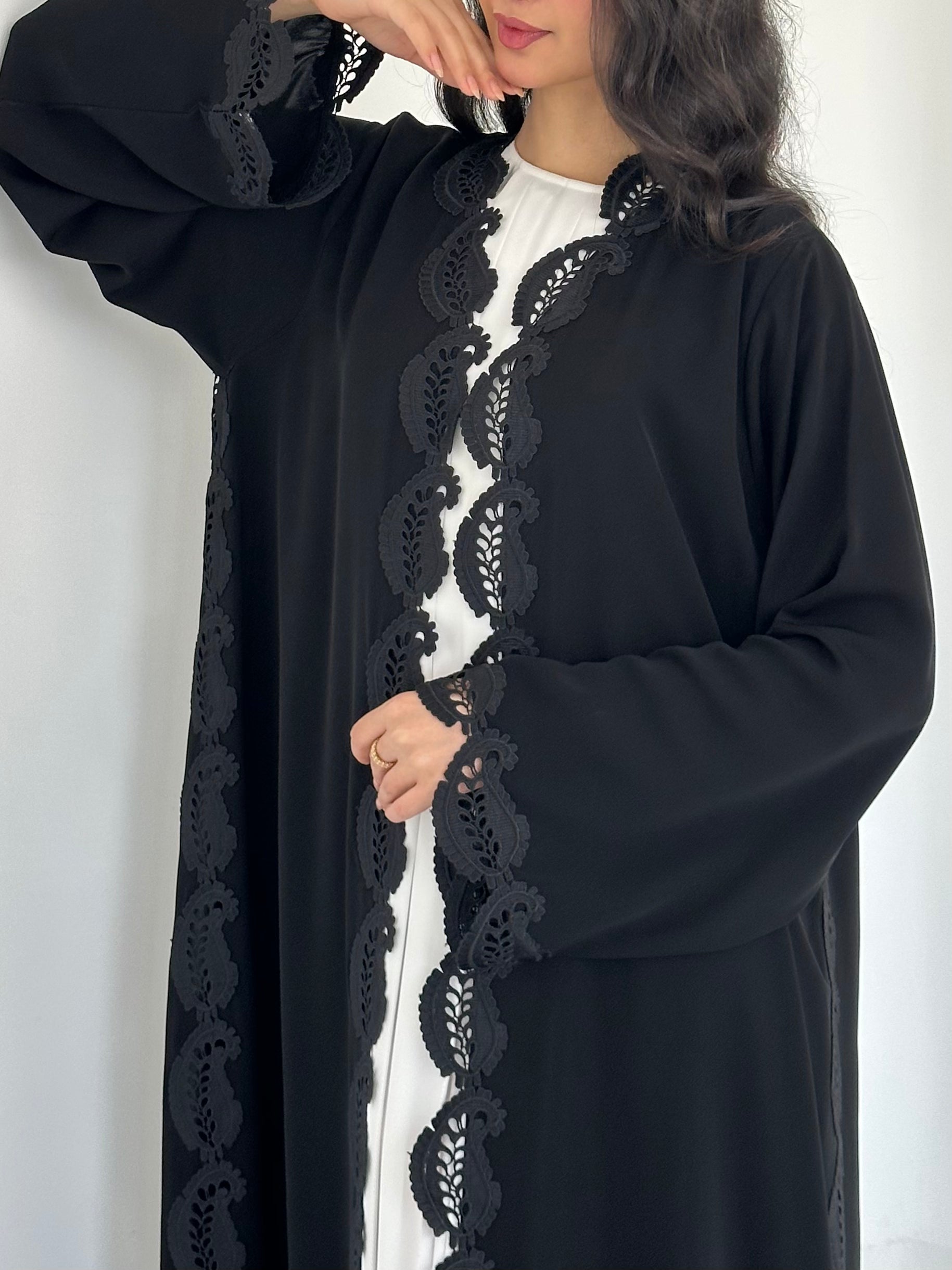 C 2330 Black Lace Abaya